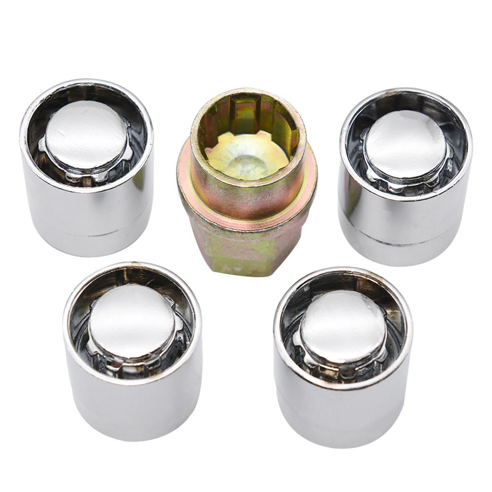 For Toyota For Honda For Acura US M12x1.5 Car Anti Theft Steel Wheel Lock Lug Nuts Tyre Chrome Locking Nuts 4+1 Set