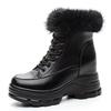 Fashion 9CM Genuine Leather Fashion Women Ankle Booties Platform Wedge Flats Winter Plush Autumn Warm Boots Spring Shoes Chimney
