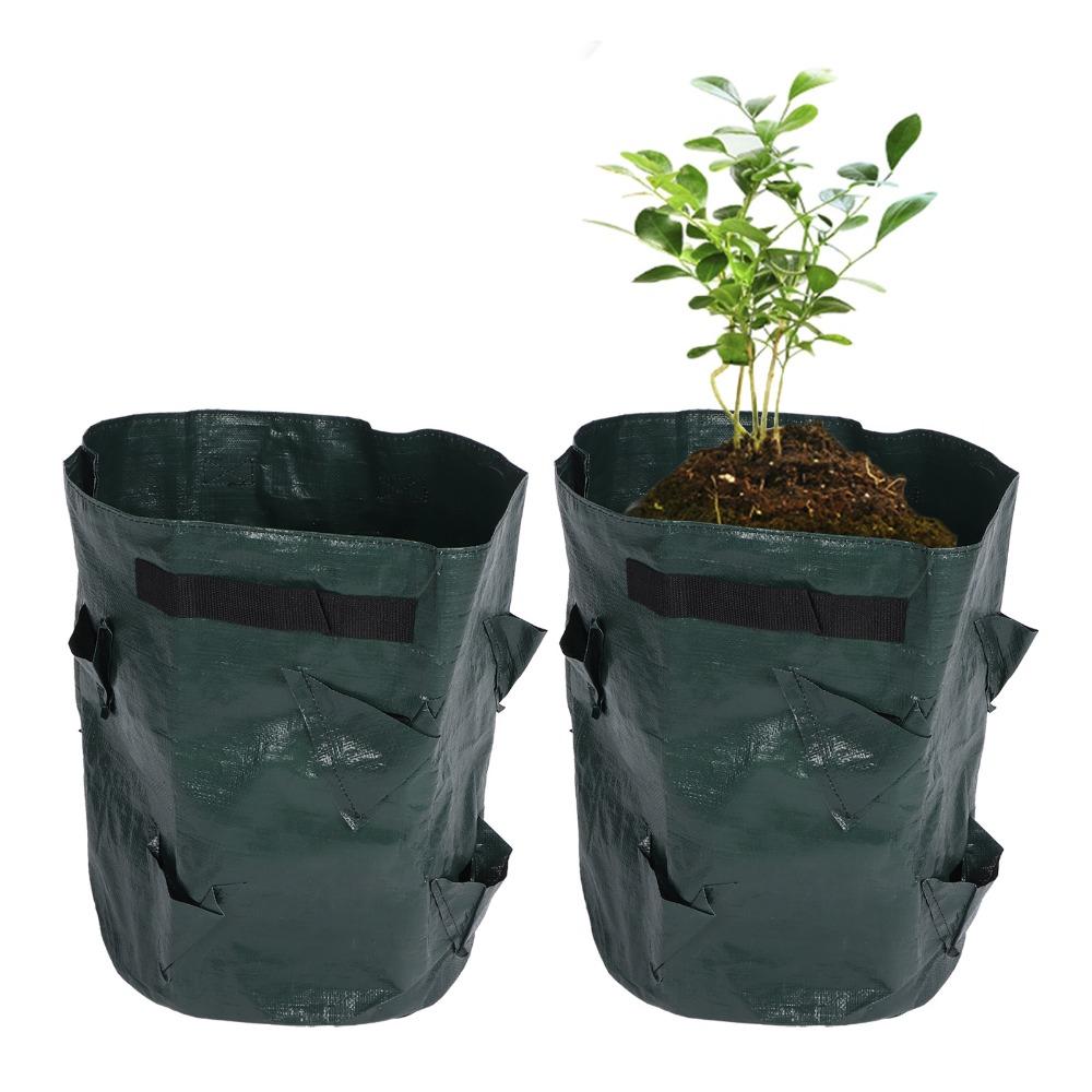 2PCS PE Strawberry Planter Bags 10 Gallon with 8 Pocket Strawberry Planting Bags with Handles Easy Moving