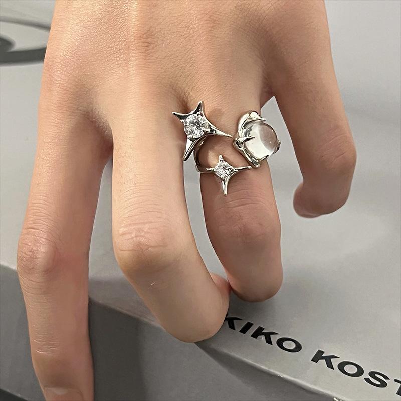 Style Korean Chic Highend Irregular Crystal Ring In 925 Sterling Silver For Lovers Fashion