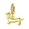 WOSTU 925 Sterling Silver Dog Charms Yellow Corgi Pendant Pink Pet Paw Dachshunds Shih Tzu Dog Dalmatian Bead Fit DIY Bracelet2