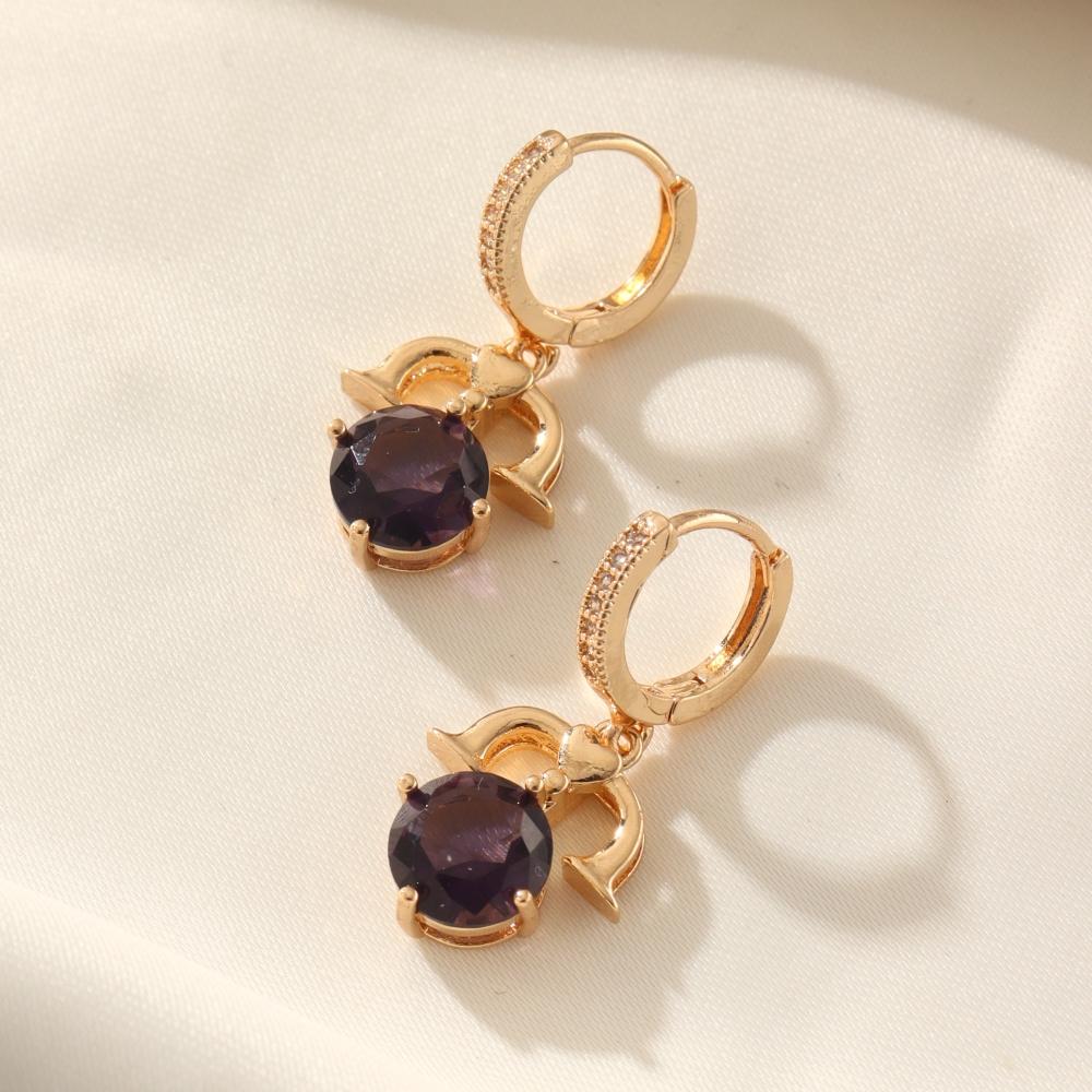 Sparkling Yellow Zirconia  Dangle Earrings for Women Earring Jewelry Wedding Party Accessories