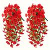 2pcs Artificial Morning Glory & Eucalyptus Hanging Decor Perfect for Home Garden Weddings Versatile Outdoor Plants Garden Party