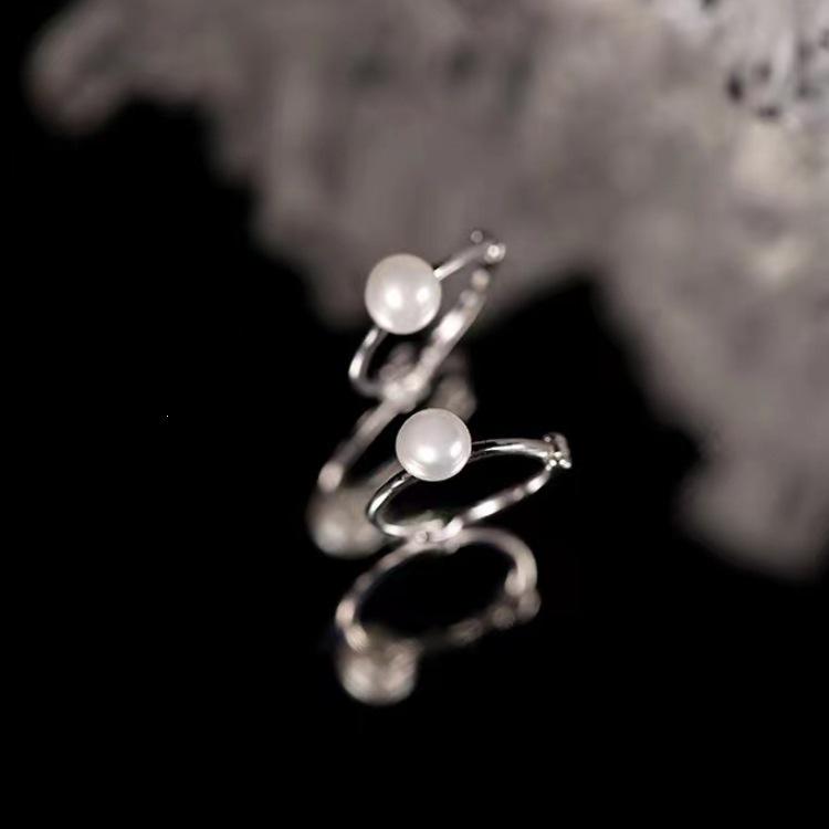 925 Sterling Silver Freshwater Pearl Hoop Stud Earrings - Elegant, Simple Ear Jewelry Accessories