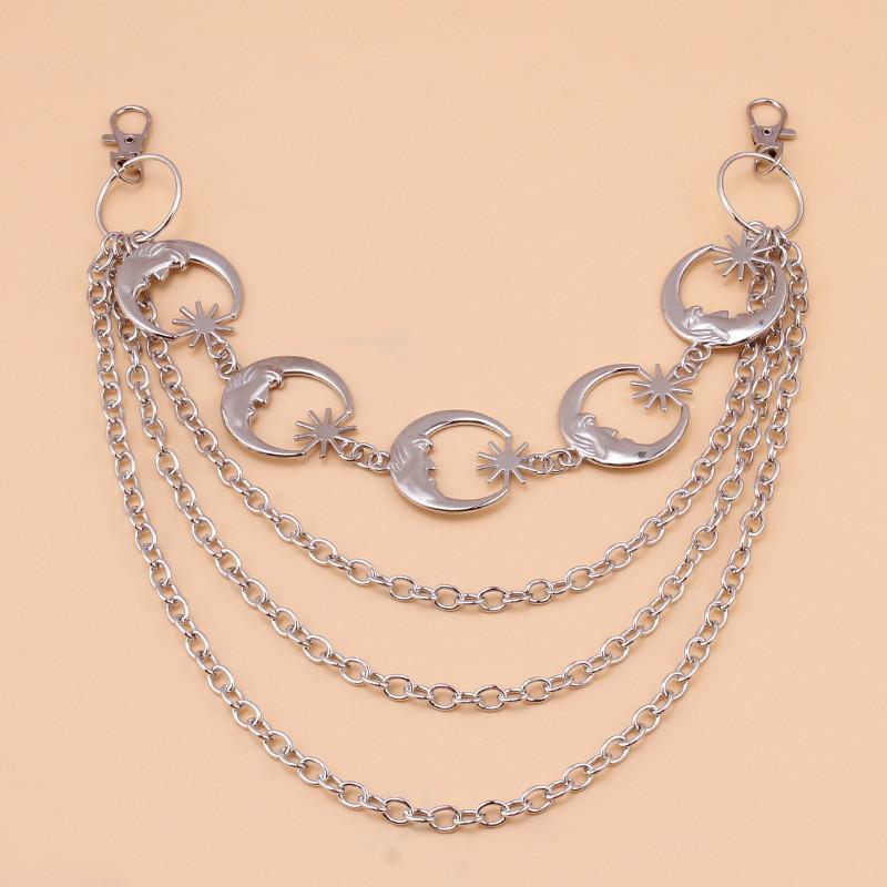 Moon Phase Metal Body Chain For Women Men With Multi Layer Punk Style Waist Accessory
