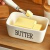 European-Style Ceramic Butter Dish with Lid - Cheese Storage Box for Fresh-Keeping In Kitchen