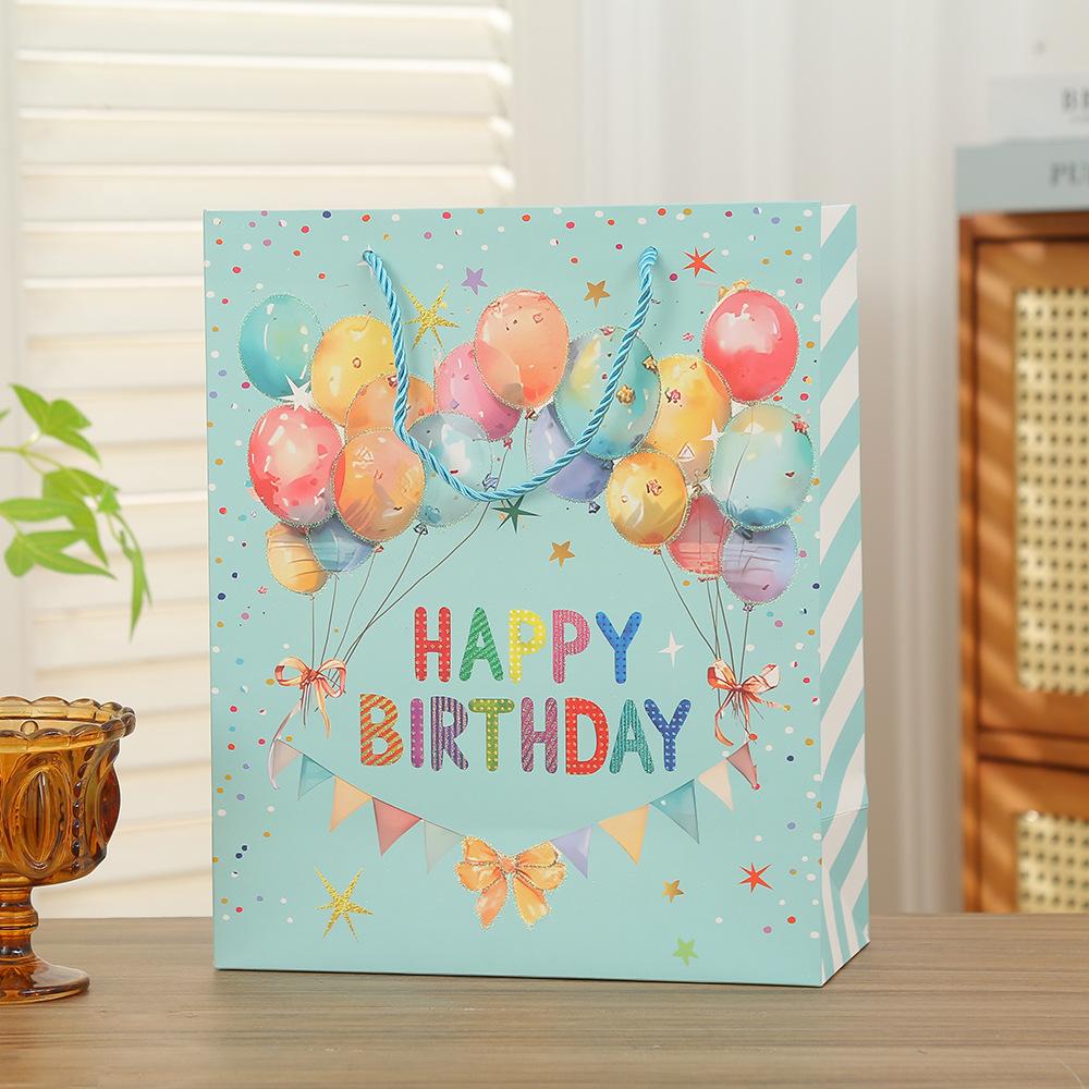 20pcs Gold Foil Party Gift Bags Paper Packaging Bags with Handles for Kids Birthday Party Cake Candy Dessert Gifts