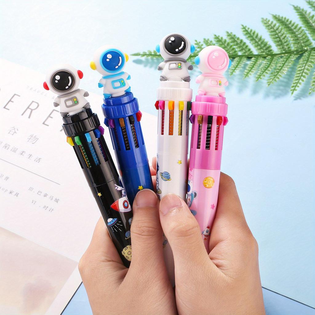 8/12 Stück Kugelschreiber mit Astronautenmotiv, 10 Farben, 0,7 mm Mine, einziehbare Spitze, ideal für Prüfungen, als Belohnung, Geschenk oder für mehrfarbige Graffiti-Notizen.