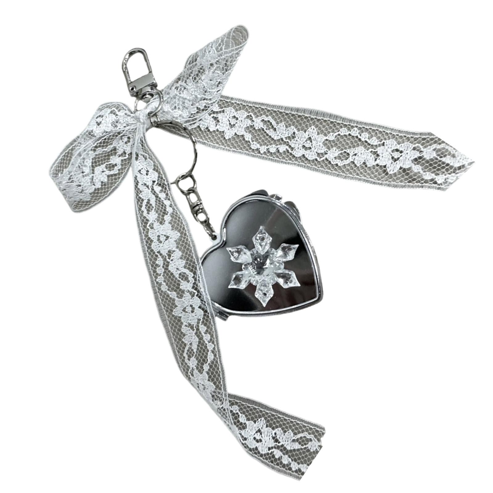

Элегантный брелок-подвеска в виде зеркала в виде снежинки с кружевом и сердцем для модных женщин из прочных сплавов