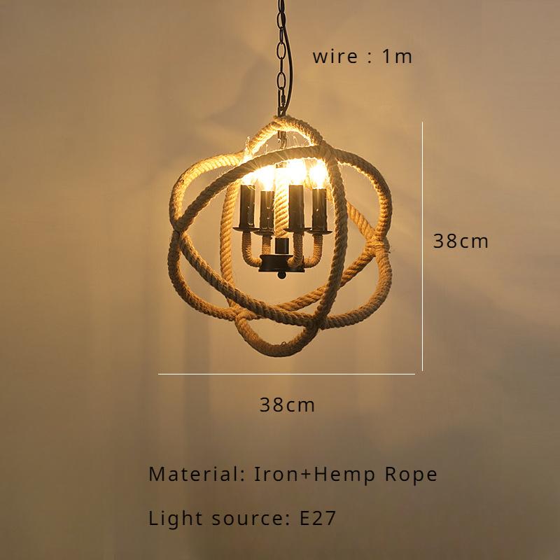 American Vintage Industrial Wind Hemp Rope Chandelier Nordic Modern Restaurant Bar Grill Pendant Lamp Balcony Home Decor LED