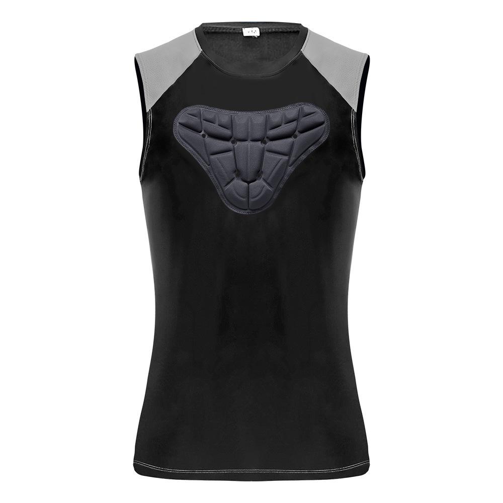 1-Pad Compression Chest Guard Vest Adult 3D Foam Breathable Impact Protection Basketball Football Sports Shirt OEM S чёрный