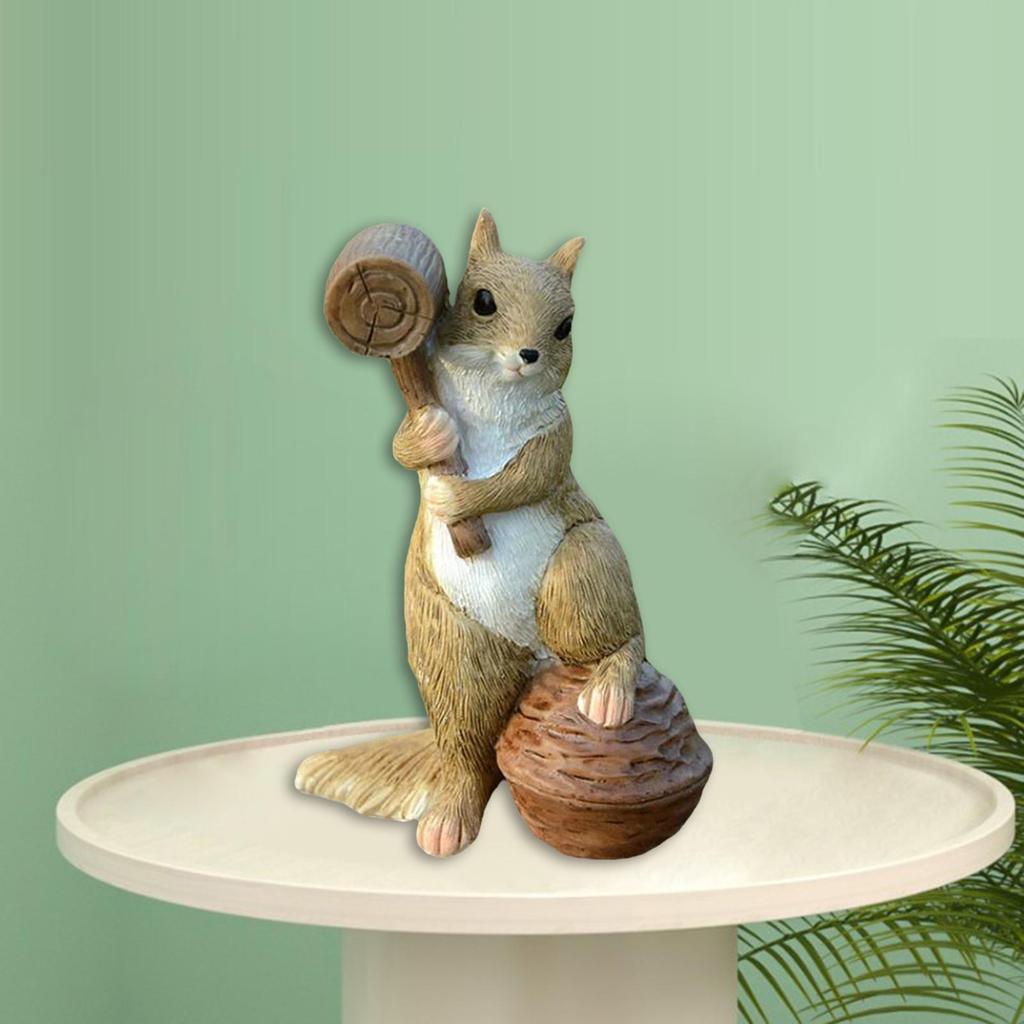 Resin Craft Squirrel Figurines Bonsai Decor Animal Statues for Fairy Garden Ornaments , with