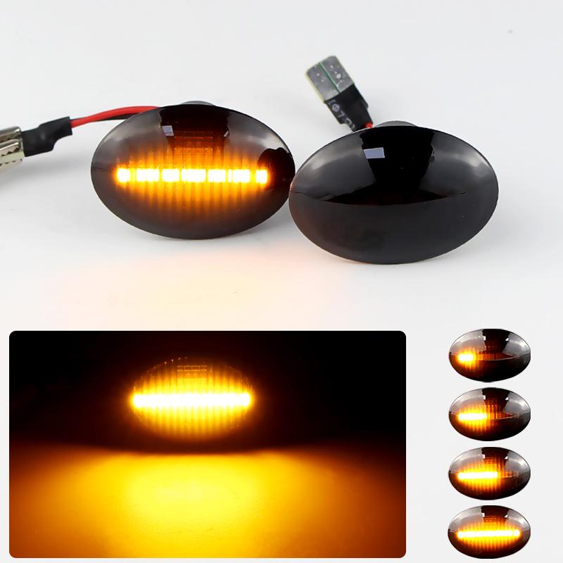 2PCS for Alfa 4C Ford KA Lancia Ypsilon Lybra Fiat 500L 500C 500 Abarth 500 595 695 LED Dynamic Side Marker Turn Signal Lights