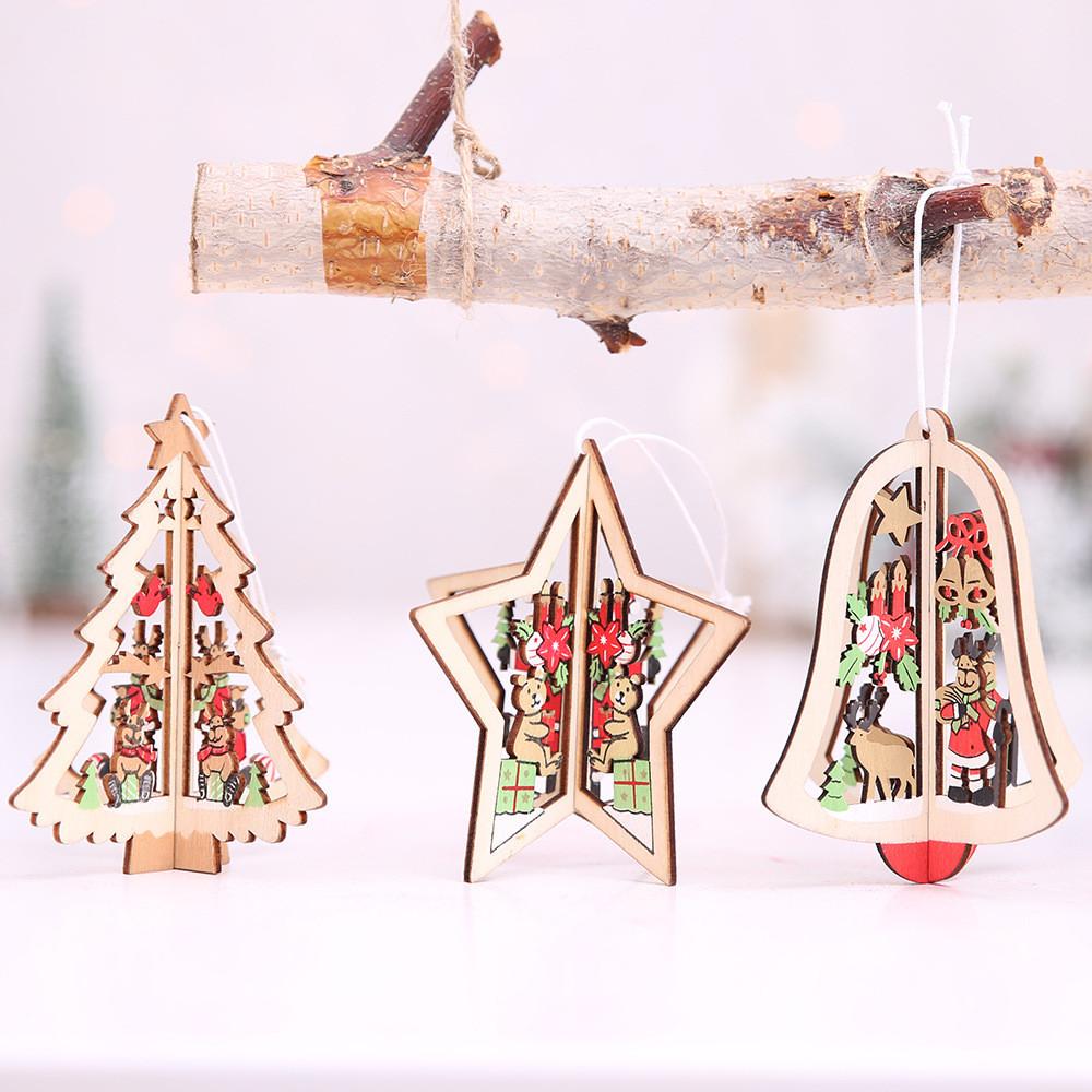 Charming Christmas Tree Hanging Decorations Made Of High Quality Wood For Festivities