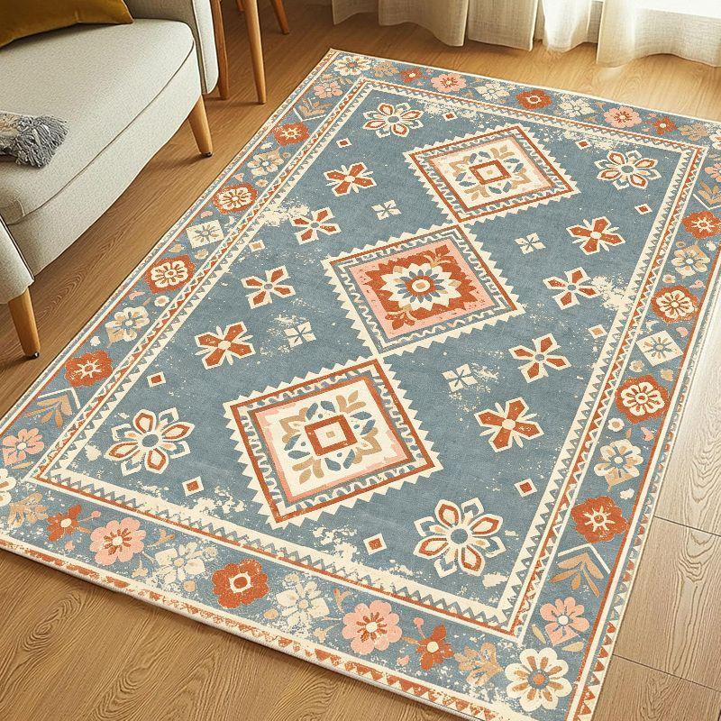 Retro Bohemian Geometric Kilim Area Rug Soft Non Slip Washable Floor Carpet for Living Room Bedroom Study Home Decor