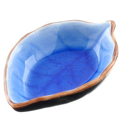 Eisrisur Glasur Blatt Keramik Soßenschale