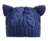 [lunar.maria] Warm Knit Hat with Ears, Beret, Knit Cap for Women, Knitted Beanie (Navy)