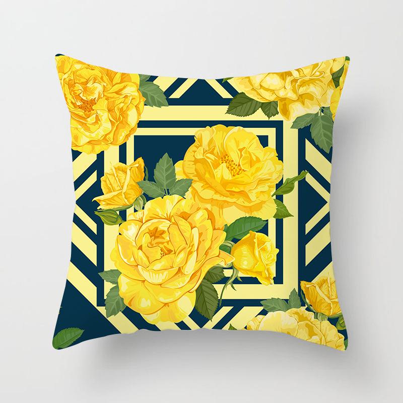 Față de pernă nouă galbenă cu desene animate geometrice, personalizată pentru decorarea casei, pernă de canapea