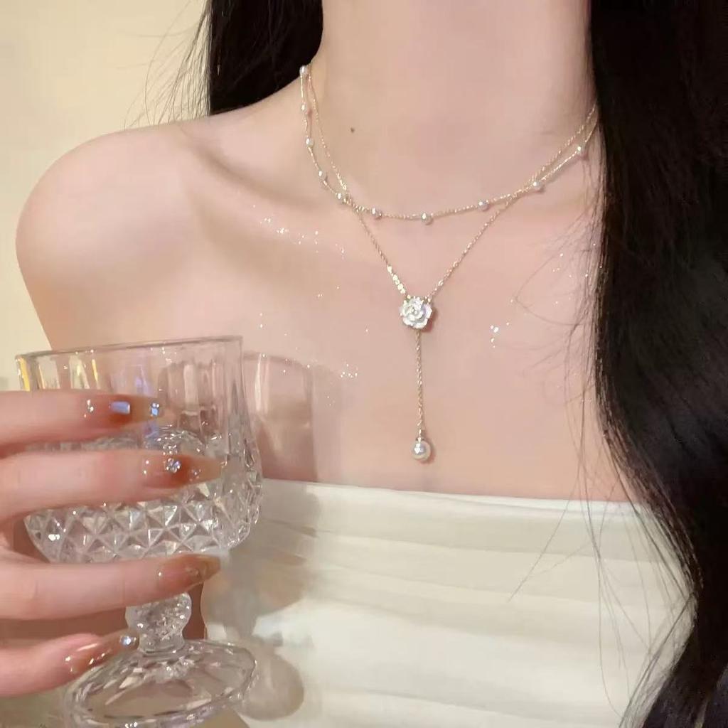 Angel's Tears~ French Water Drop Pearl Necklace Women's New Temperament Accessories High-end Light Luxury Versatile Clavicle Chain