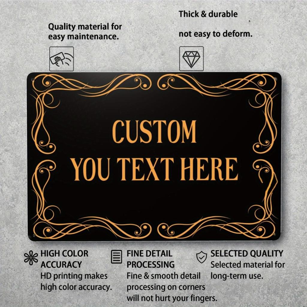Custom Personalized Outdoor Metal Sign - 8x12 Inch Black Lace Design (Custom Name/Text) | Traffic Warning Road Safety Caution Si