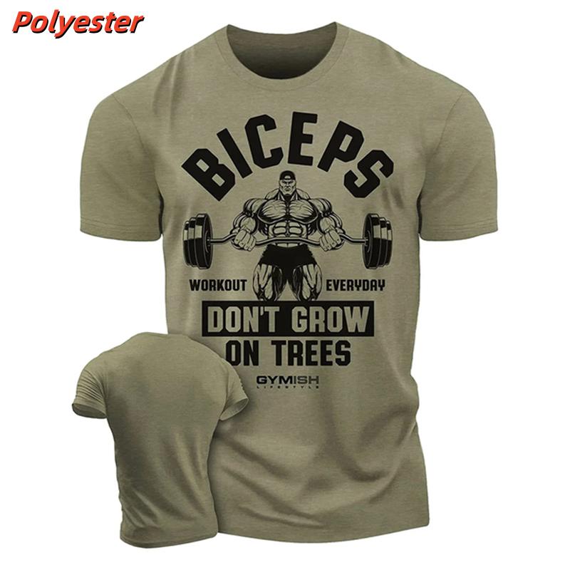 3D Printed Double Weightlifting T-shirt Men's Sports Fitness Pattern T-shirt