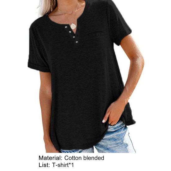 Women Tunic Solid Color All-match Skin-friendly Women Short Sleeve Tee Tops for Summer