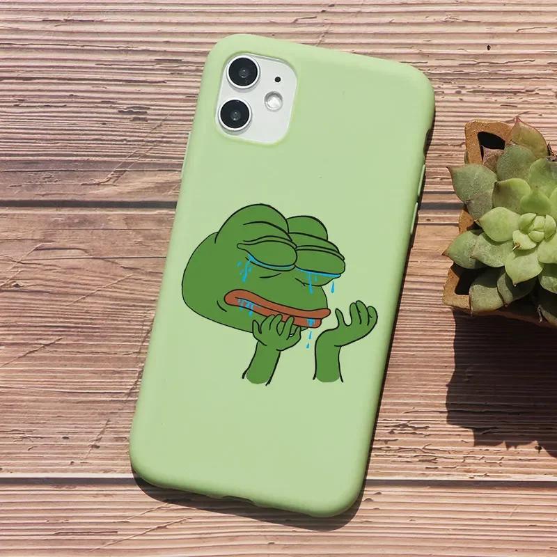 Funny Cartoon Frog Pepe Phone Case For iPhone 16 15 14 13 12 11 Pro Max Mini X XS XR SE 7 Plus Shockproof Protective Cover Shell