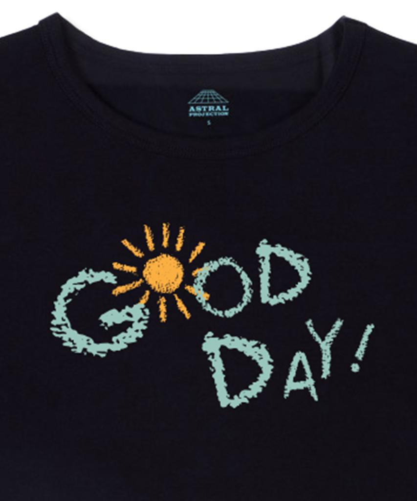 ASTRAL PROJECTION Good Day Supima Spandex 5-Quarter Sleeve Short Crop Top_Black