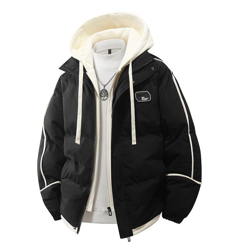Winter New Thick Cotton Jacket for Men and Women, Versatile Casual Fake Two-Piece Hooded Puffer Jacket Trendy