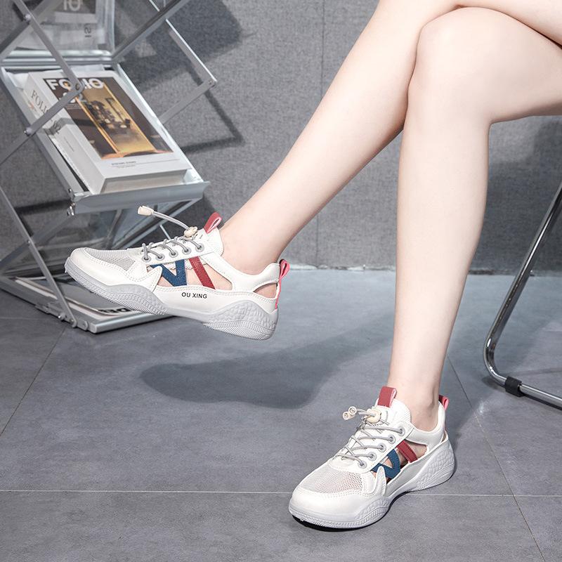 [Customized] HY101 new mesh shoes women's breathable 2025 summer hollow mesh surface increases trend casual shoes transportation