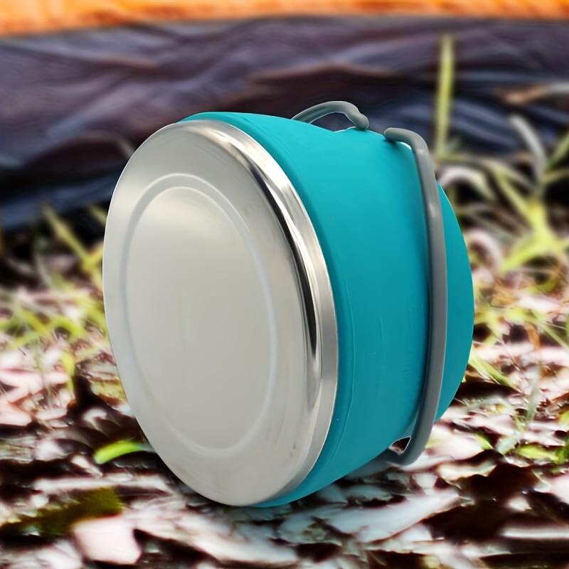 Durable Stainless Steel Collapsible Camping Kettle with Lid Portable Foldable Cook Pot for Hiking Backpacking
