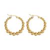 Stylish European & American 18K Gold Stainless Steel Round Bead Ear Cuff Earrings