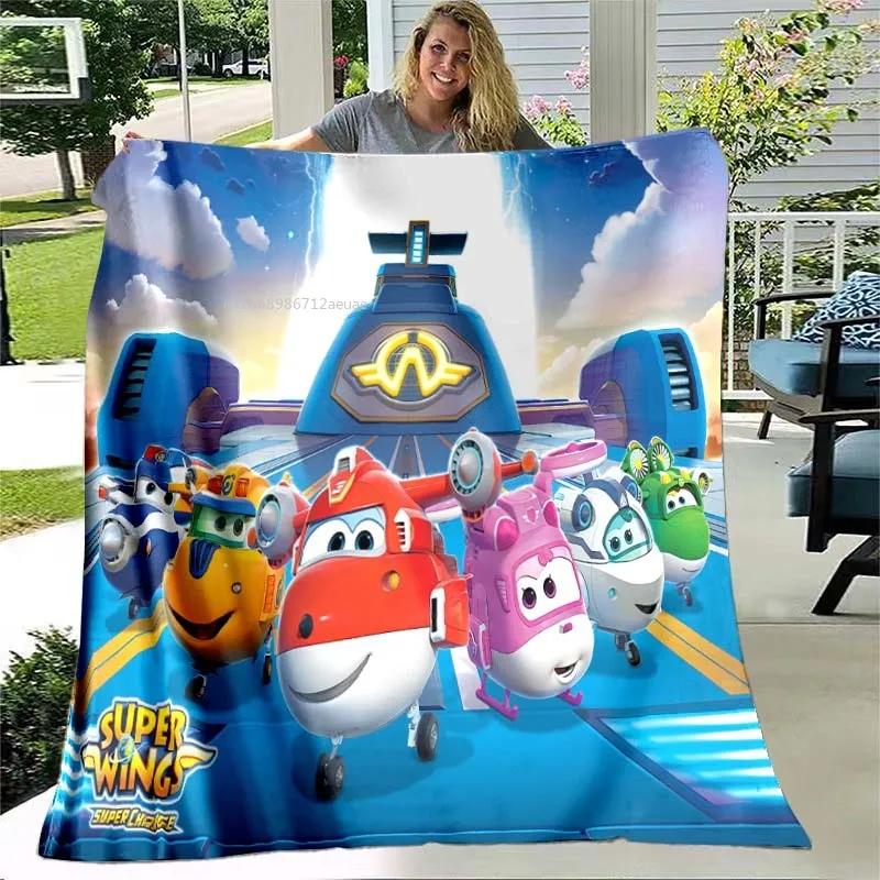 Super Wings Blanket Cartoon Child Flannel Throw Blankets Micro Fleece Cozy Plush Covers for Bed Car and Home Decoration