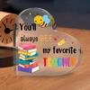 Teacher Sign 2-Piece Heart Shape Acrylic Teacher Sign Inspirational Table Decorations For Farewell Congratulations Christmas