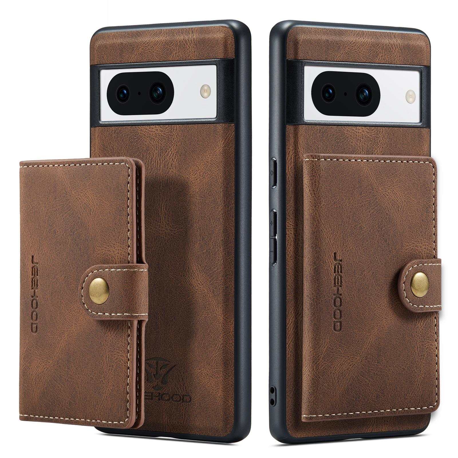 

2 in 1 Detachable Leather Cards Bag Wallet Case for Google Pixel 8 8A 7A 7 6 Pro 7Pro Magnetic Pocket Purse Business Cover Funda Pixel Fold темно-коричневого кольору