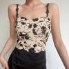 Padded Bra Elastic Camis Underwear Floral Print Corset Vest Women Tank Tops  Sleeveless Blouse