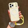Candy Contrast Lanyard Magnetic Phone Case for IPhone 17 Air 16 15 14 13 12 Pro Max 11 Hand Wrist Strap Matte Soft TPU Cover