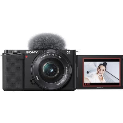 Sony Vlog-Kamera mit Wechselobjektiv, VLOGCAM, spiegellose Einzelobjektivkamera, Power-Zoom-Objektiv-Kit, Windschutzscheibe enthalten, Schwarz B APS-C ZV-E10 (Inbegriffen