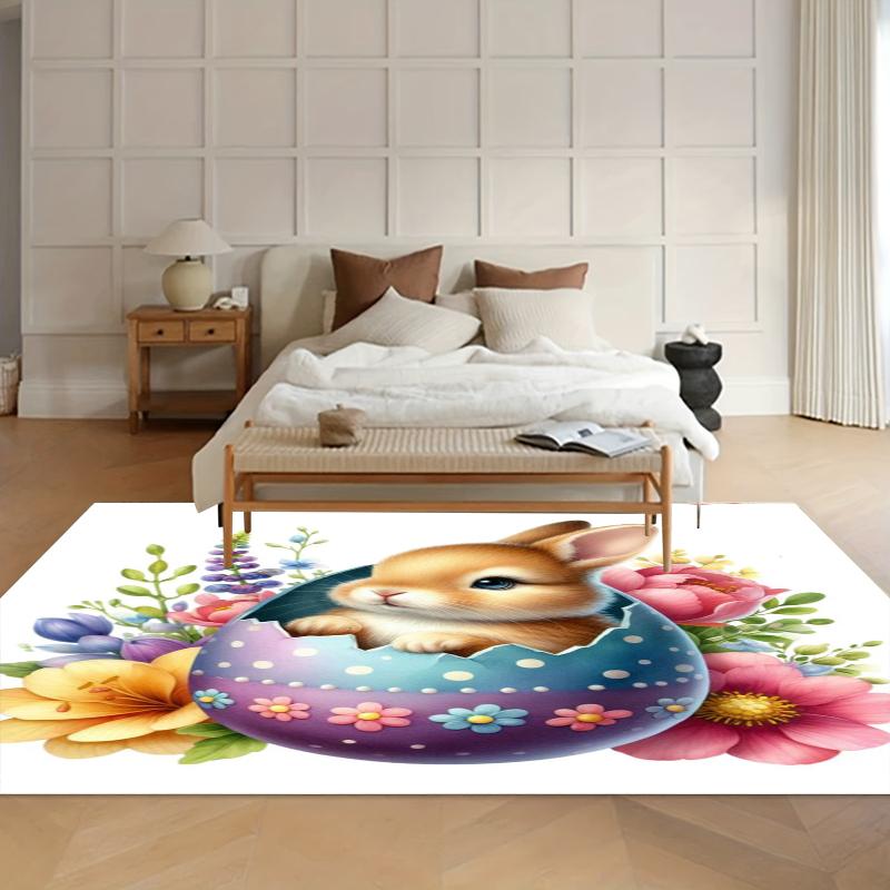 Cute Color Rug Happy Easter Carpet Soft Rugs for Bedroom Kid Play Mat Home Decor Gift Carpet Living Room Decoration Alfombra