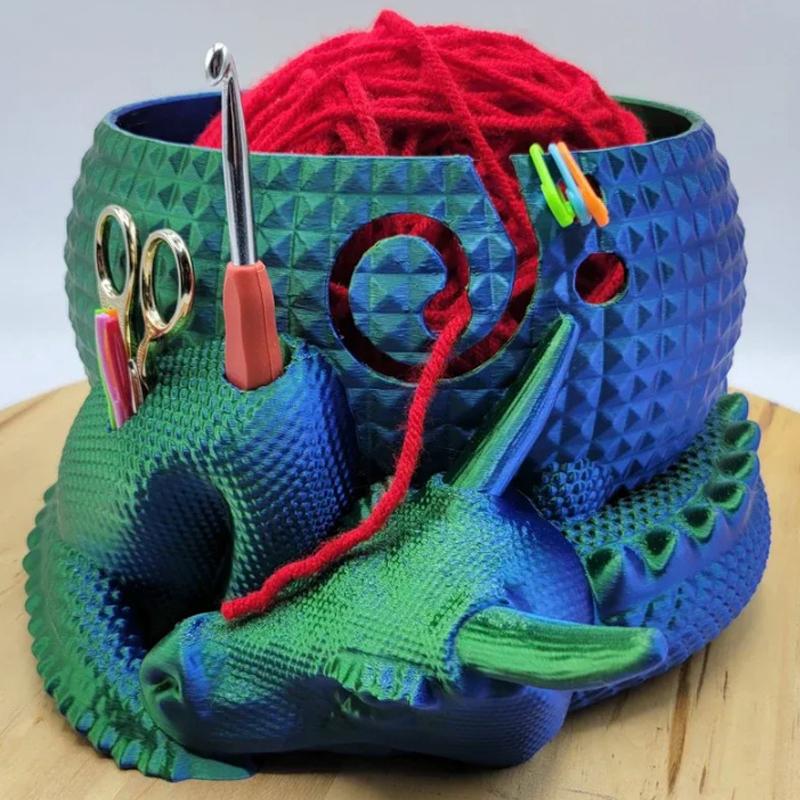 

Миска для пряжи «Фэнтезийный дракон и яйцо», органайзер для хранения пряжи, миска для вязания крючком зелёный