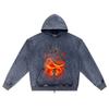 DTG Print Knitted Denim Zip-Up Hoodie Copy of Goku Sheng Long Brother Print Zipper Hoodies  