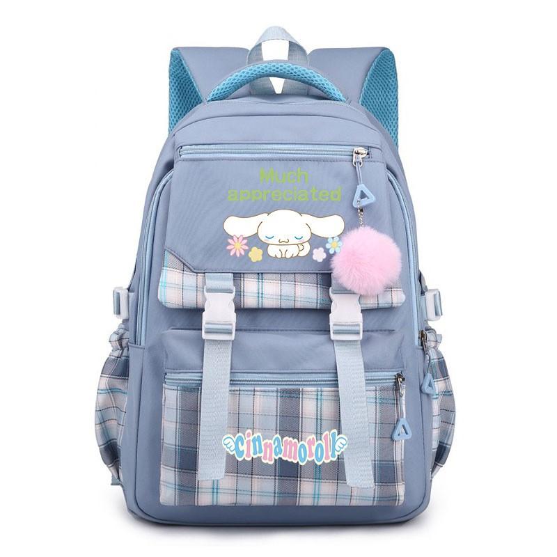 Cinnamoroll Kids School Backpack Boys Girls Large Capacity 20-35L Nylon Dual Strap Bag With Arc Shoulder Straps