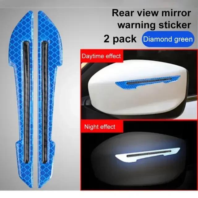 2PCS Car Reflective Sticker Car-styling Rearview Mirror Sticker Safety Warning Reflective Sticker Car Strip Stickers Exterior