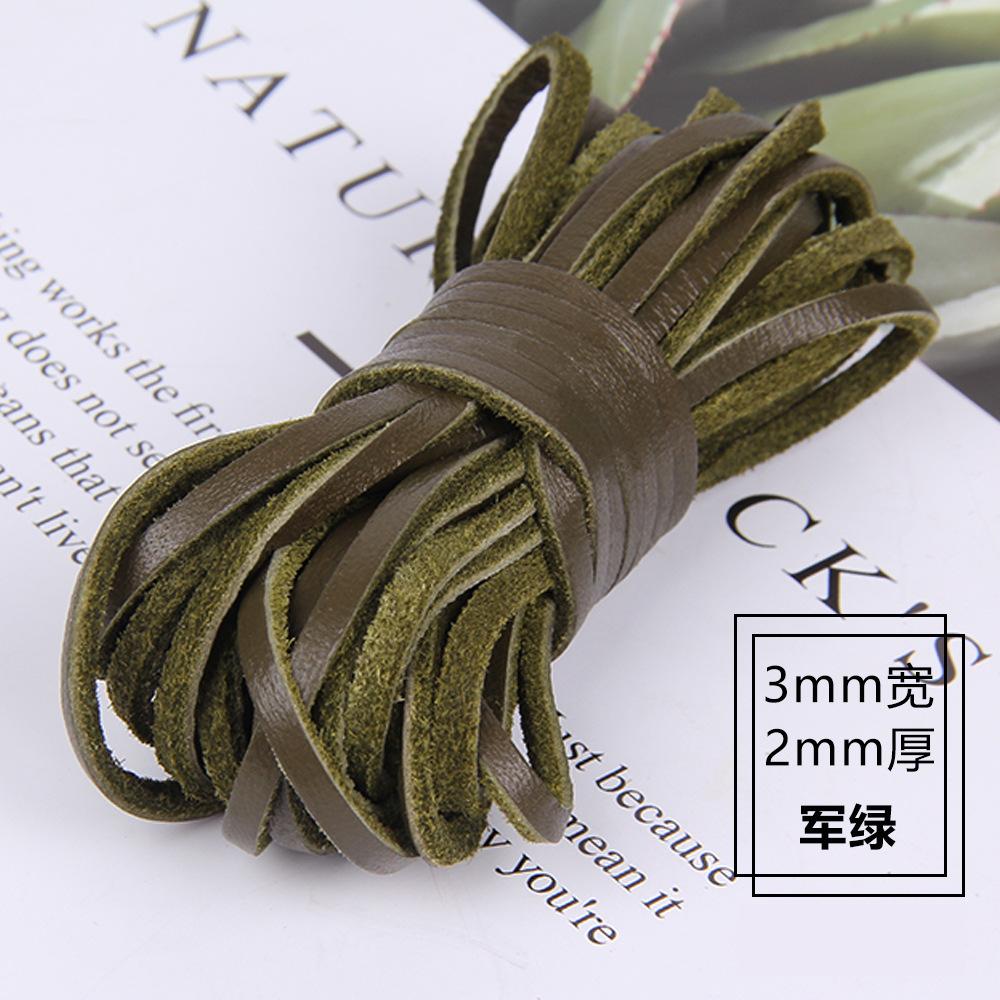 Diy Jewelry Accessories 3Mm Wide 2Mm Thick Square Cowhide Rope Bracelet Necklace Sweater Chain Woven Rope Genuine Leather Leather Rope