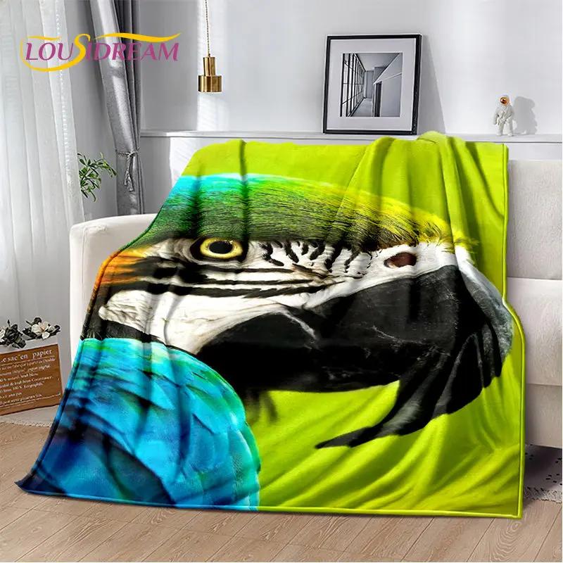 Macaws Colorful Birds Parrot Soft Plush Blanket,Flannel Blanket Throw Blanket for Living Room Bedroom Bed Sofa Picnic Cover Kids