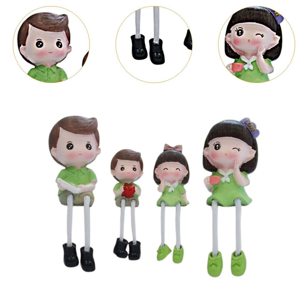 4Pcs Hanging Feet Doll Statues Adorable Elegant Resin Figurines Stylish Cartoon Ornaments Family Sculpture for Office Wedding
