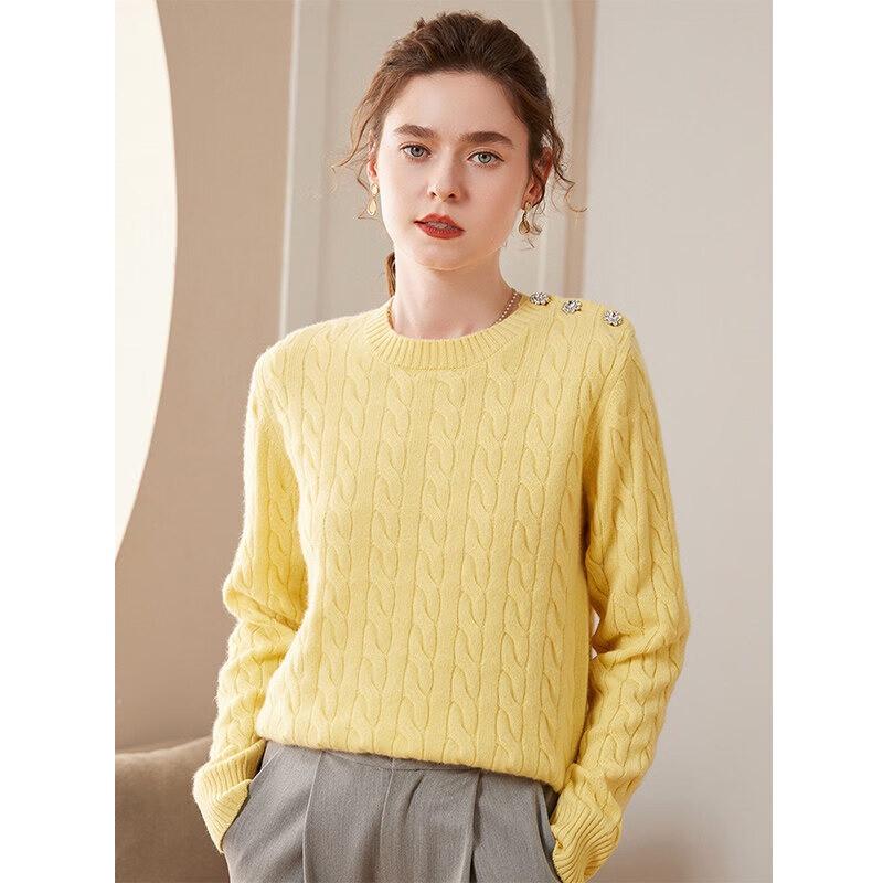 Kefanshe Women's Minimalist Cable-Knit Cashmere Sweater