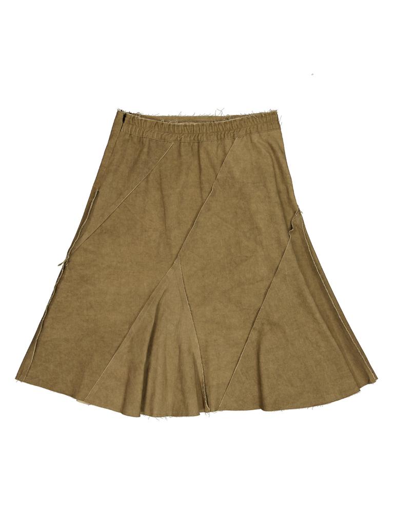Sukkoleuseji Midi Skirt Resembling A Torn Page (Sand Brown)