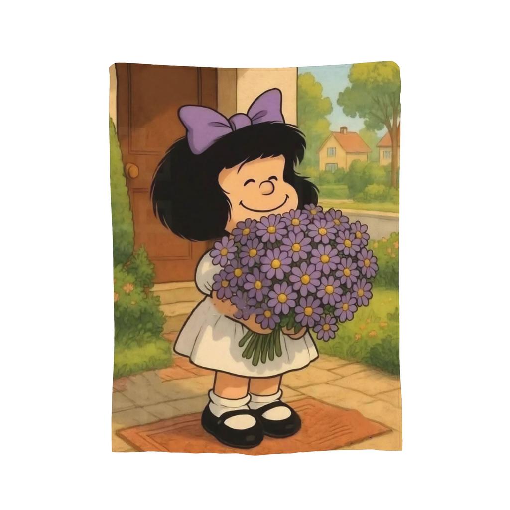 Mafaldas Love Smile Flannel Blankets  Funny Throw Blanket for Home cm Plush Thin Quilt