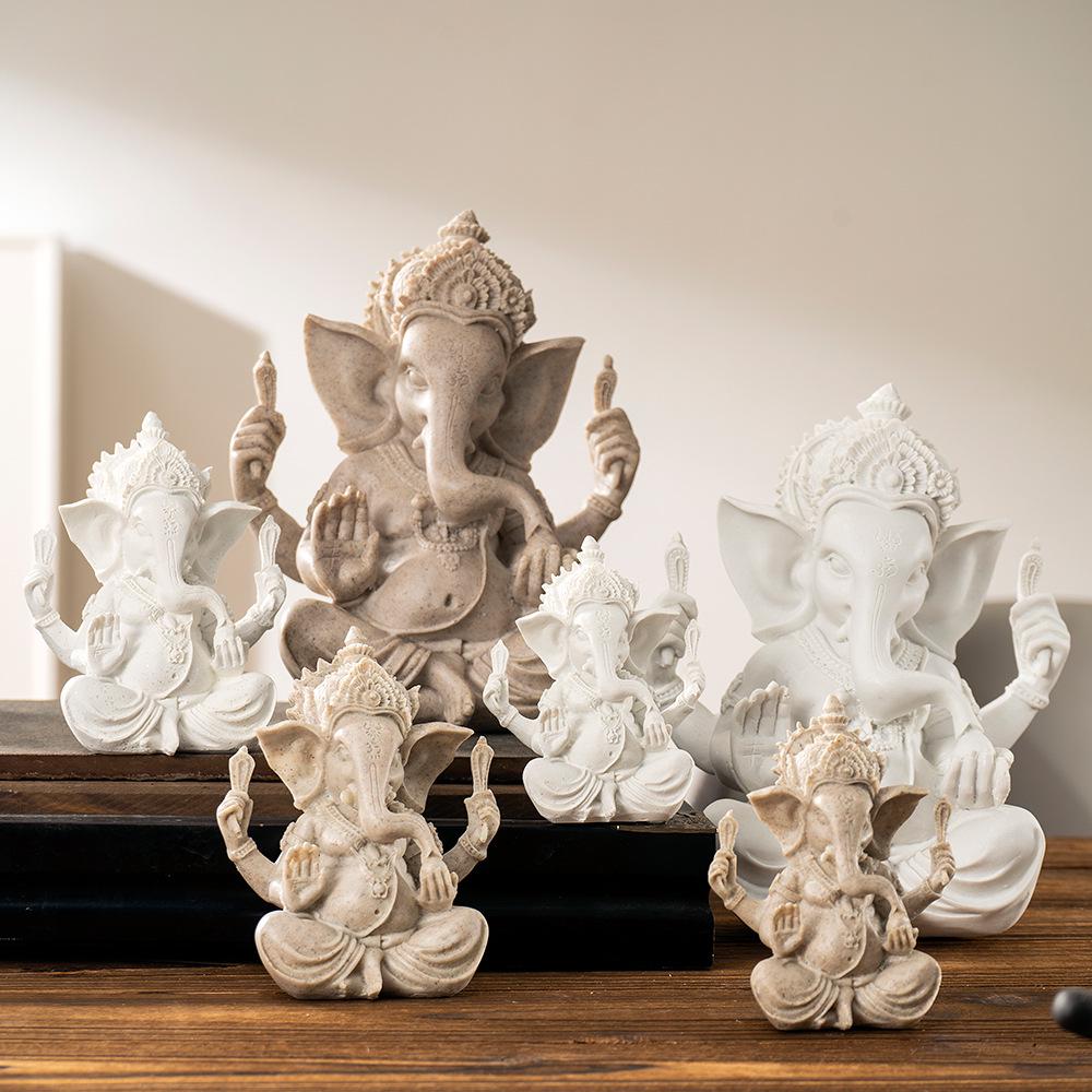 

Resin Ganesha Buddha Figurine: Thai-Indian Southeast Asian Deity Handicraft Statue
